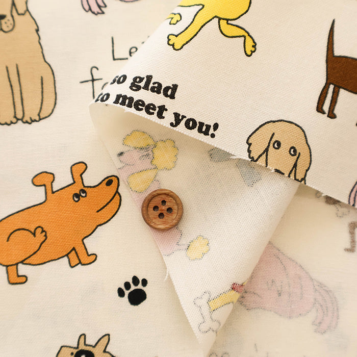 Cotton Muslin printed Fabric - un/no KUSUTTO Dog - nomura tailor