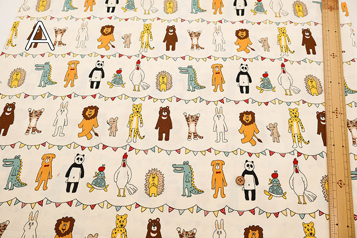 Cotton Muslin printed Fabric - un/no KUSUTTO Animal - nomura tailor