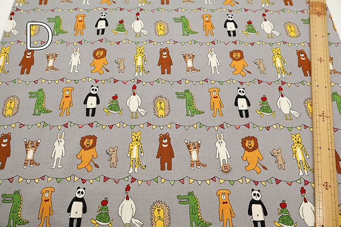 Cotton Muslin printed Fabric - un/no KUSUTTO Animal - nomura tailor