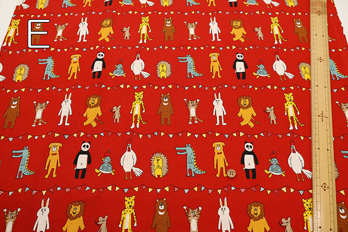 Cotton Muslin printed Fabric - un/no KUSUTTO Animal - nomura tailor
