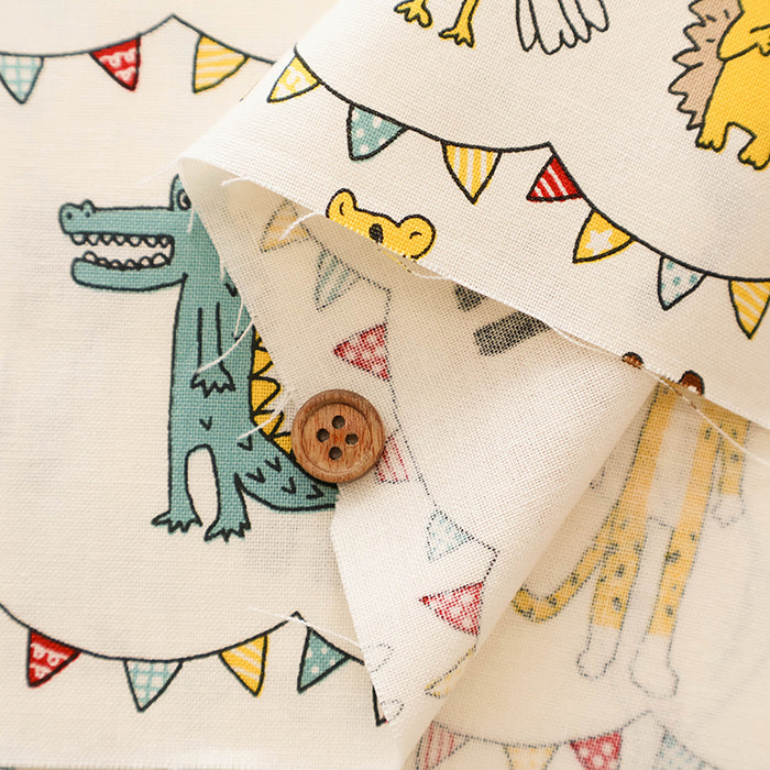 Cotton Muslin printed Fabric - un/no KUSUTTO Animal - nomura tailor