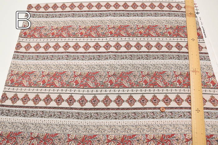 Cotton muslin Fabric - Asian dye - Flower Border - nomura tailor