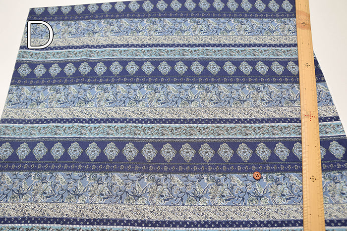 Cotton muslin Fabric - Asian dye - Flower Border - nomura tailor