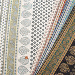 Cotton muslin Fabric - Asian dye - Side Border Flower - nomura tailor