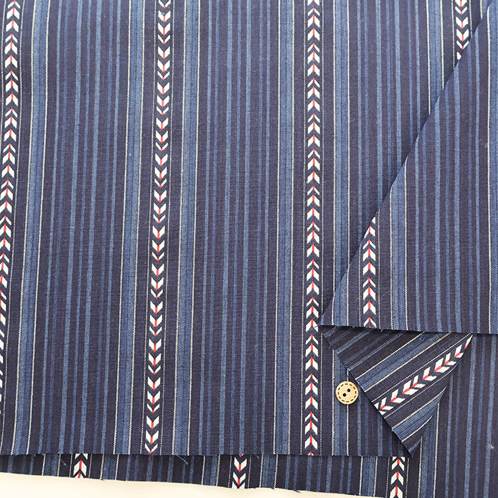 Cotton Indigo Jacquard Fabric - Stripe - nomura tailor
