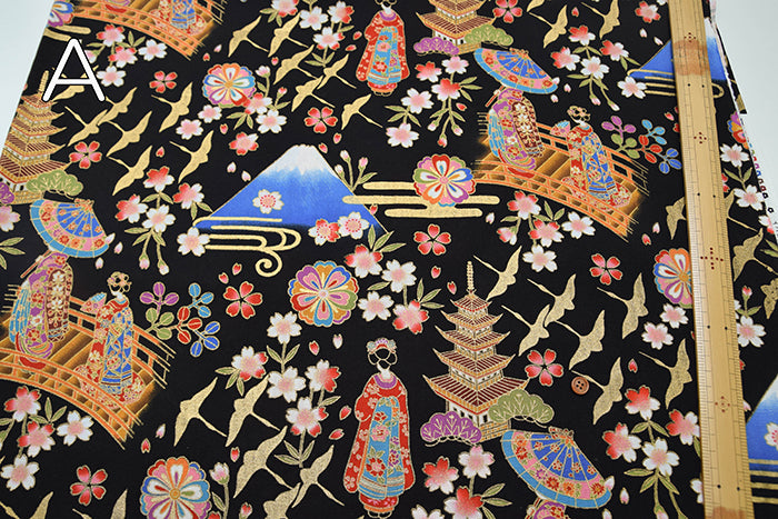 Cotton muslin Lame (Glitter) Fabric - Maiko (Apprentice geisha) - nomura tailor