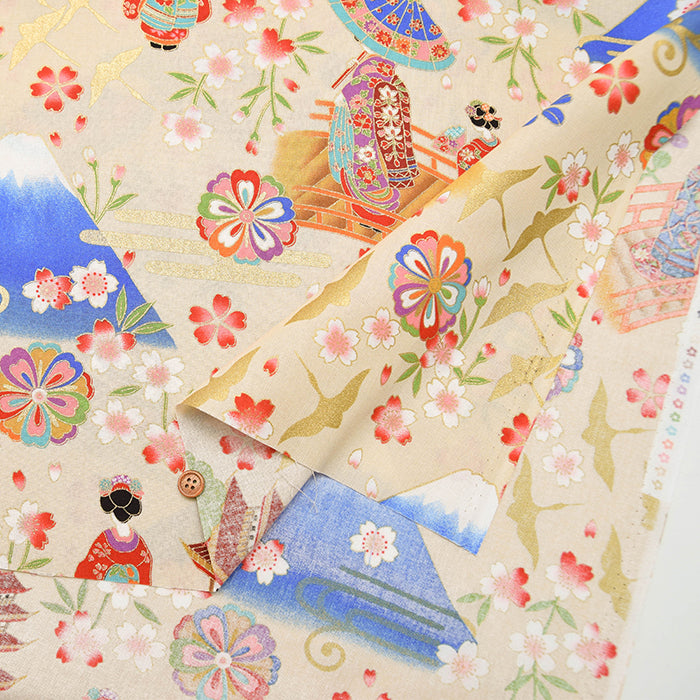 Cotton muslin Lame (Glitter) Fabric - Maiko (Apprentice geisha) - nomura tailor