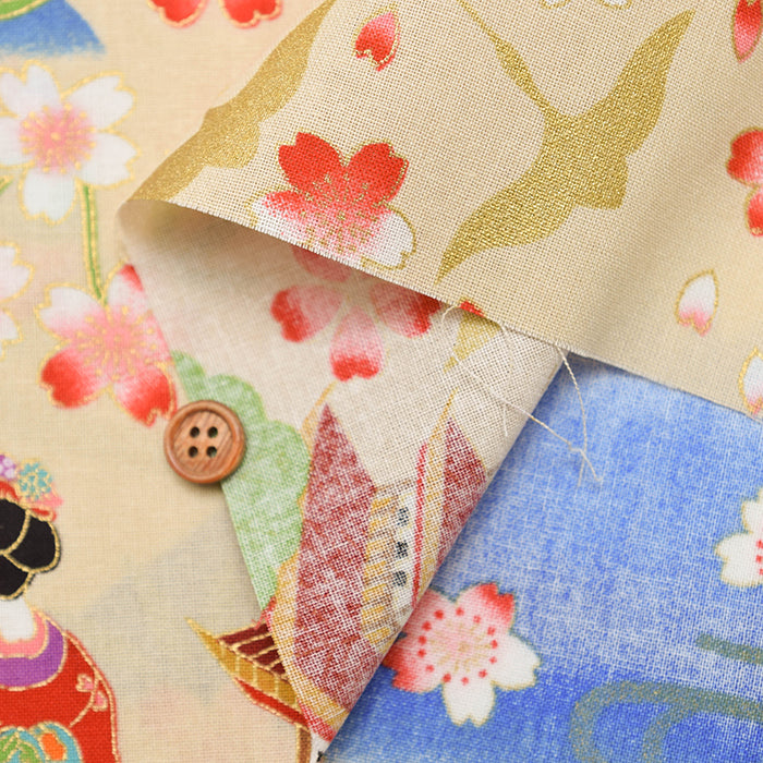 Cotton muslin Lame (Glitter) Fabric - Maiko (Apprentice geisha) - nomura tailor