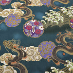Cotton muslin  Lame (Glitter)  Fabric - Dragon and Wave - nomura tailor