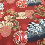 Cotton muslin  Lame (Glitter)  Fabric - Dragon and Wave - nomura tailor
