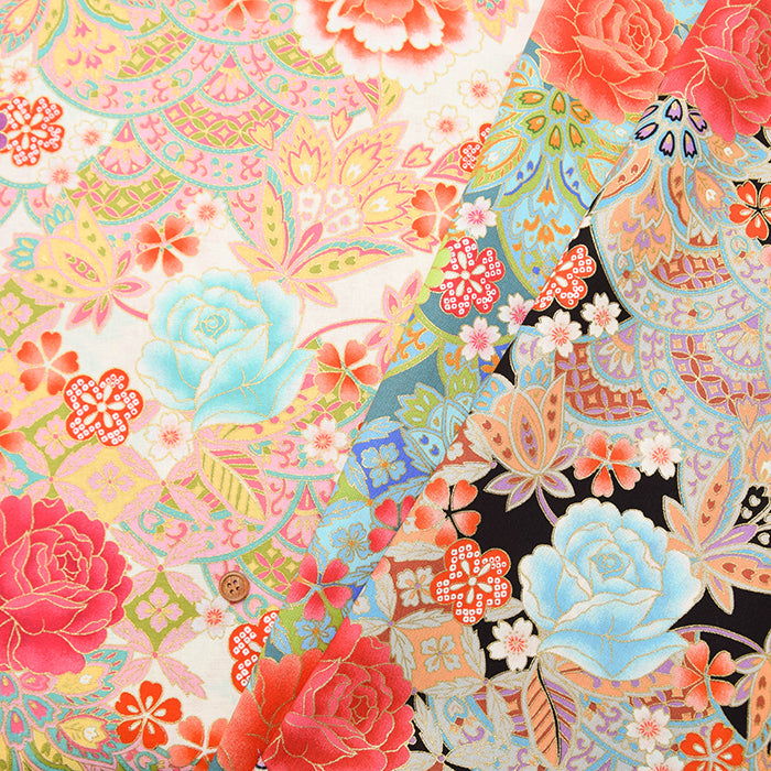 Cotton muslin  Lame (Glitter)  Fabric - Peony - nomura tailor
