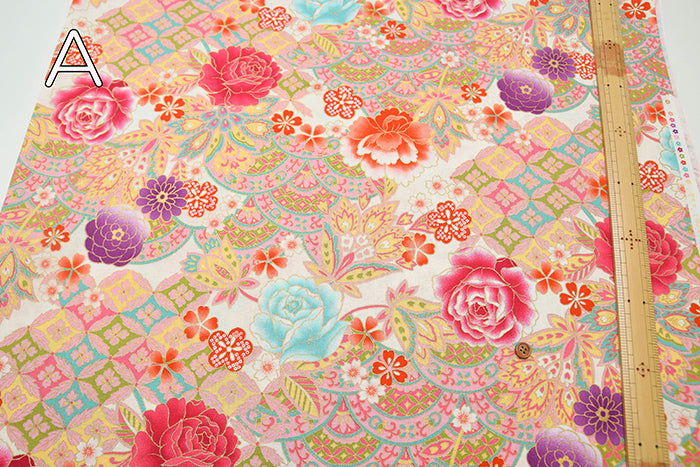 Cotton muslin  Lame (Glitter)  Fabric - Peony - nomura tailor