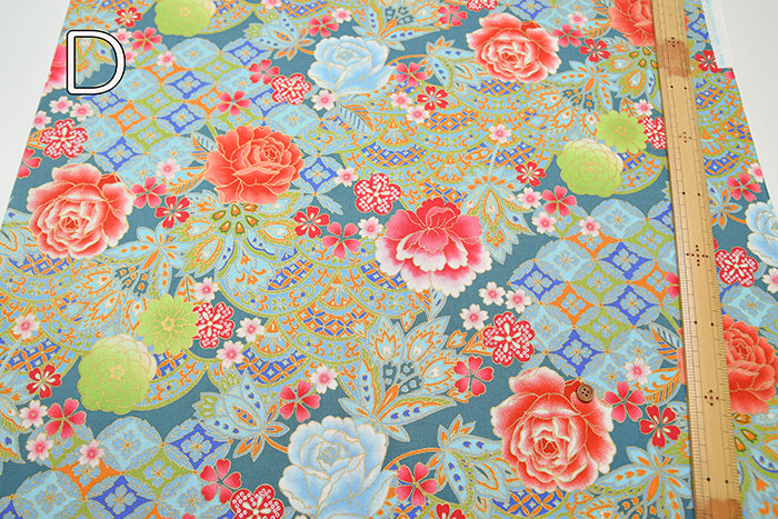 Cotton muslin  Lame (Glitter)  Fabric - Peony - nomura tailor