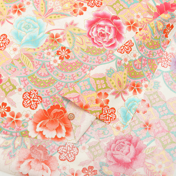 Cotton muslin  Lame (Glitter)  Fabric - Peony - nomura tailor