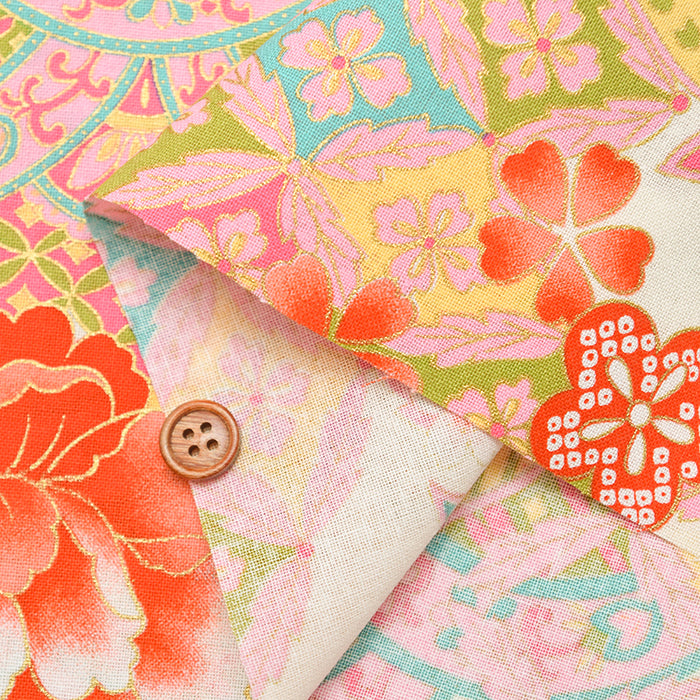 Cotton muslin  Lame (Glitter)  Fabric - Peony - nomura tailor