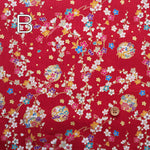 Cotton Scare Printed Fabric - Folk Craft Village: Plum Blossoms - nomura tailor