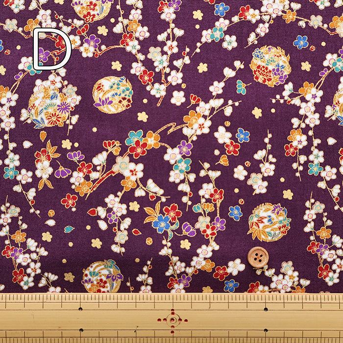 Cotton Scare Printed Fabric - Folk Craft Village: Plum Blossoms - nomura tailor