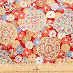 Cotton Muslin Lame (Glitter) Fabric - Chrysanthemum Mandala - nomura tailor