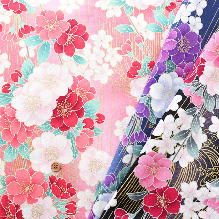 Cotton Scare Lame (Glitter) Fabric - Cherry blossoms - nomura tailor