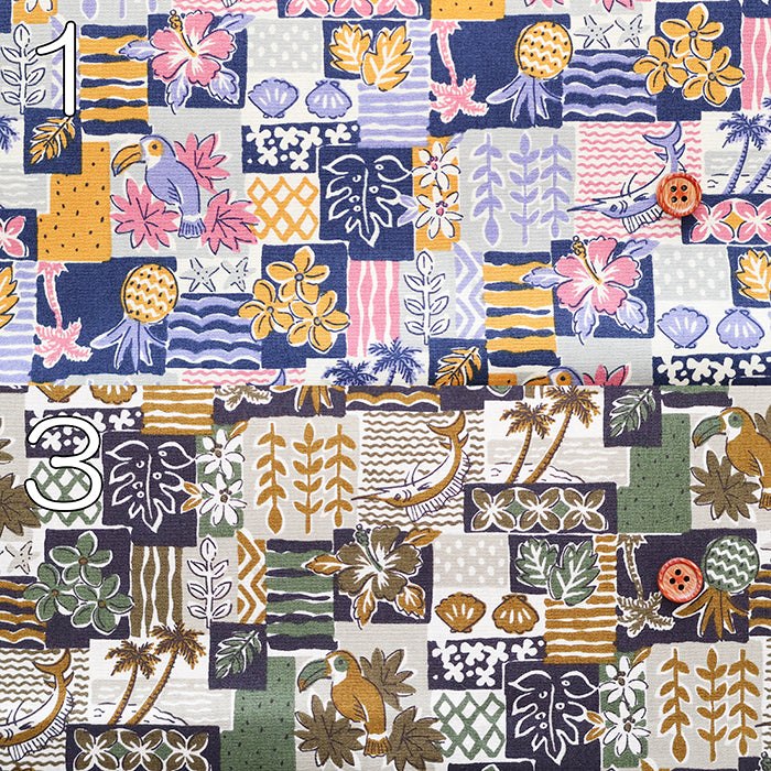 Cotton Broadcloth Fabric - Hawaiian Mini Patch - nomura tailor