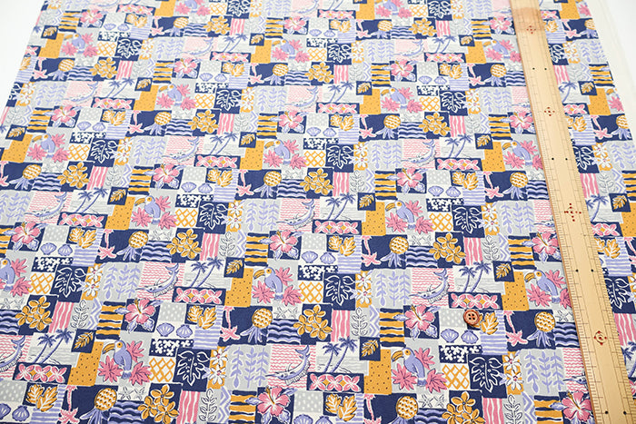 Cotton Broadcloth Fabric - Hawaiian Mini Patch - nomura tailor