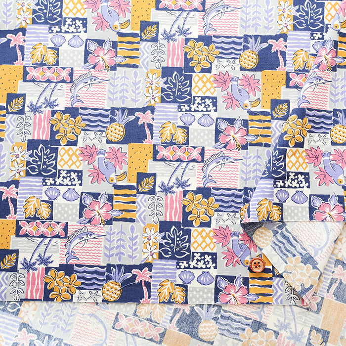 Cotton Broadcloth Fabric - Hawaiian Mini Patch - nomura tailor