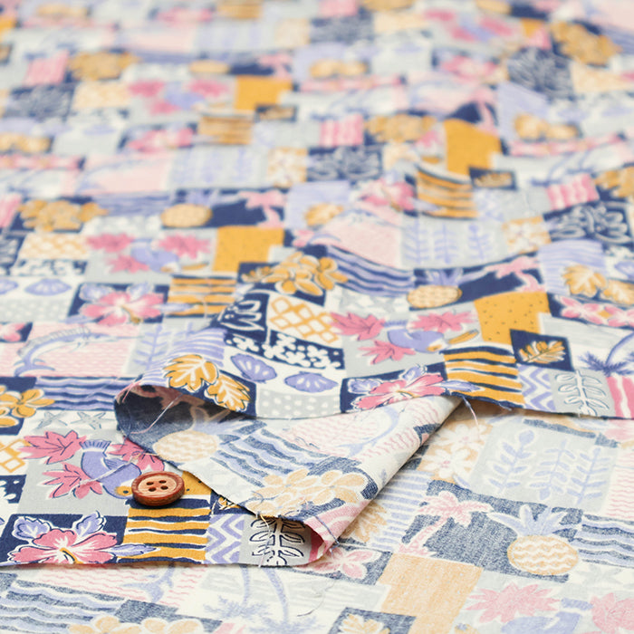 Cotton Broadcloth Fabric - Hawaiian Mini Patch - nomura tailor