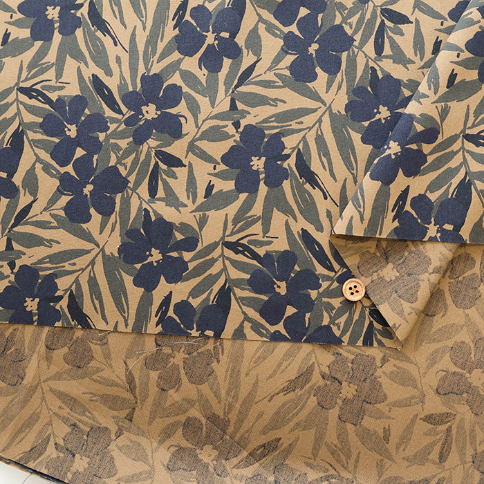 Cotton Broadcloth Overdyed Printed Fabric - Flower - nomura tailor