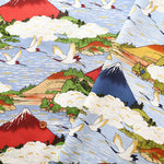 Cotton Scare Lame (Glitter) Fabric - Crane and Mt. Fuji - nomura tailor