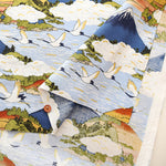 Cotton Scare Lame (Glitter) Fabric - Crane and Mt. Fuji - nomura tailor