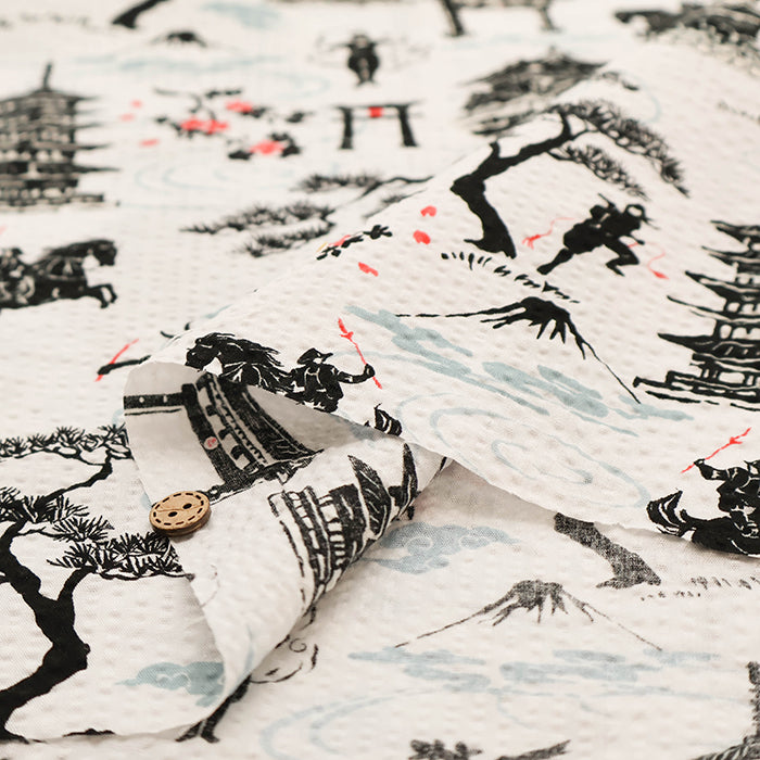 Cotton Ripple-printed Fabric - Ninja - nomura tailor