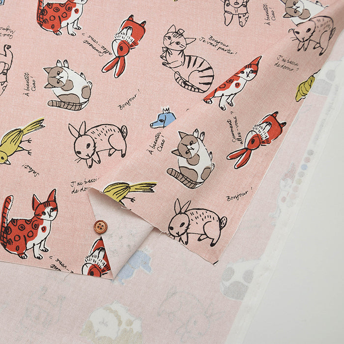 Cotton Oxford Fabric - Dog & Cat - nomura tailor