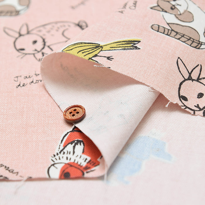 Cotton Oxford Fabric - Dog & Cat - nomura tailor