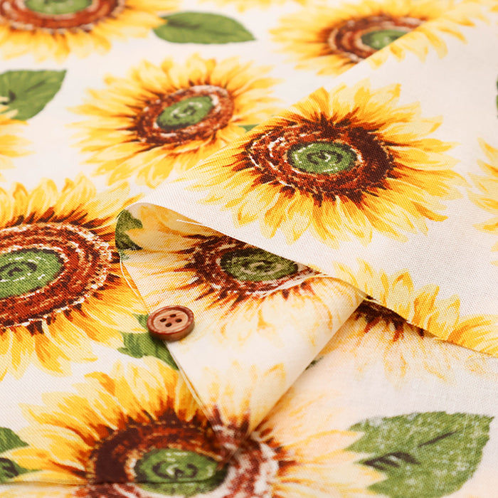 Cotton Muslin Printed Fabric - Sunflower - nomura tailor