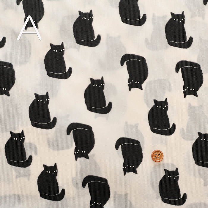 Water repellent Acrylic Nylon Oxford Print Fabric - Black Cat - nomura tailor
