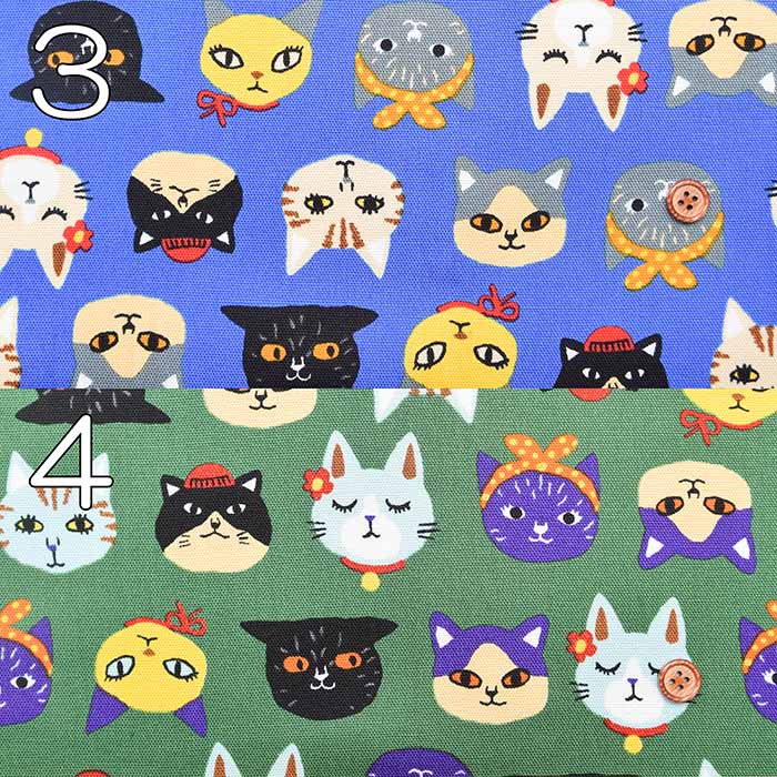 Cotton Oxford Fabric - Little Zoo - Lovely CATS - nomura tailor