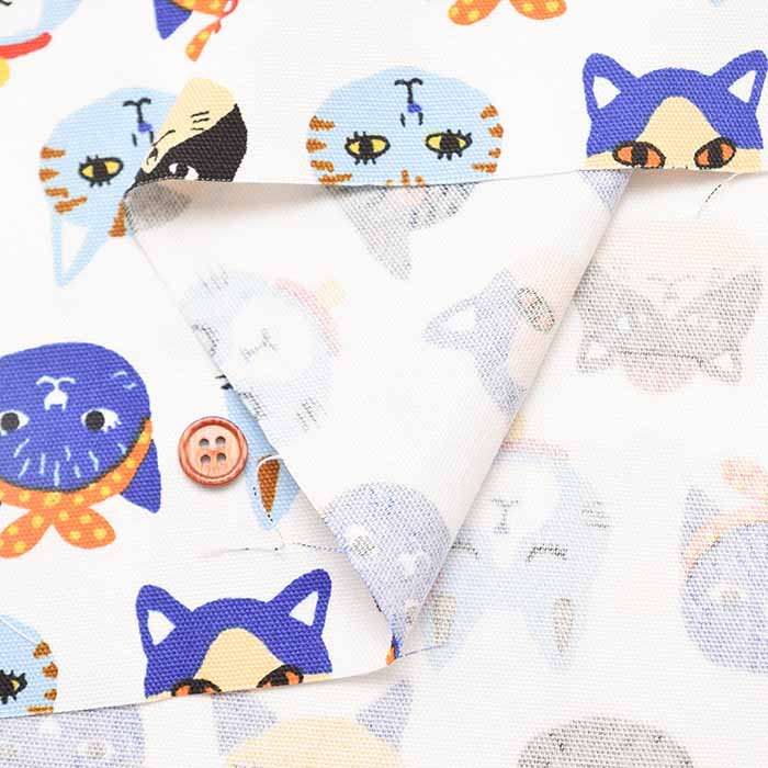 Cotton Oxford Fabric - Little Zoo - Lovely CATS - nomura tailor
