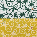 Cotton Square Printed Fabric - Karakusa MONKEY - nomura tailor