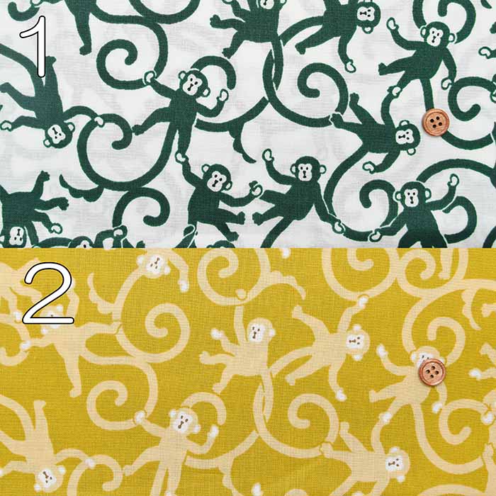 Cotton Square Printed Fabric - Karakusa MONKEY - nomura tailor
