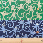 Cotton Square Printed Fabric - Karakusa MONKEY - nomura tailor