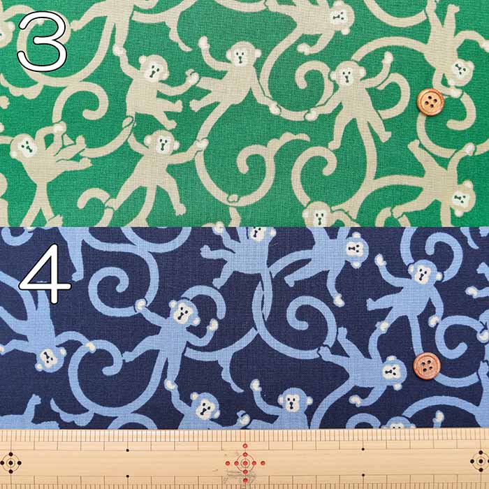 Cotton Square Printed Fabric - Karakusa MONKEY - nomura tailor