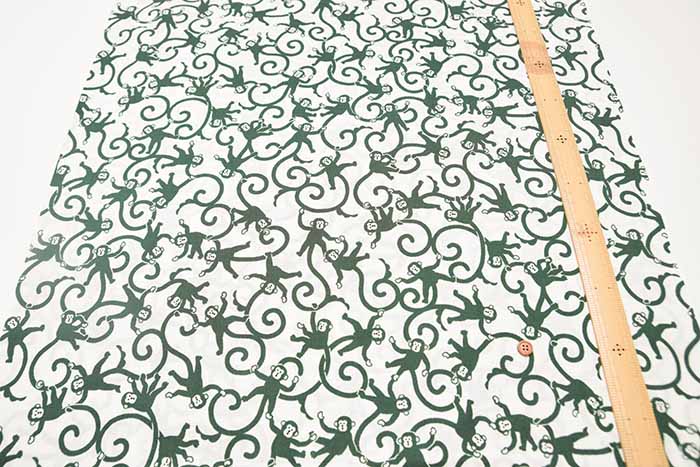 Cotton Square Printed Fabric - Karakusa MONKEY - nomura tailor