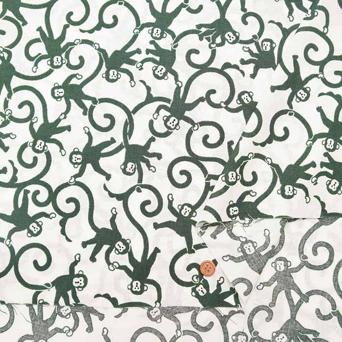 Cotton Square Printed Fabric - Karakusa MONKEY - nomura tailor