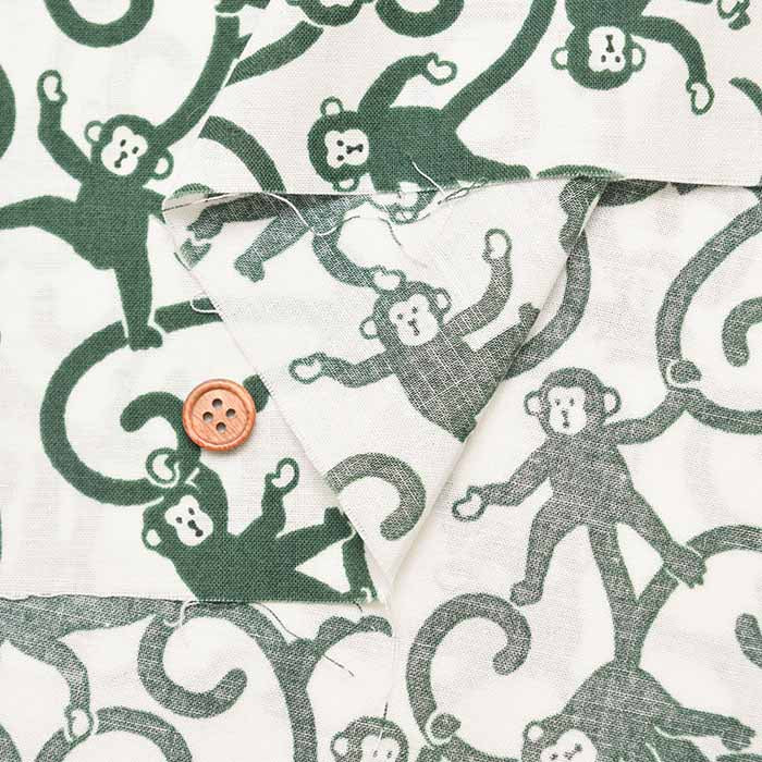 Cotton Square Printed Fabric - Karakusa MONKEY - nomura tailor