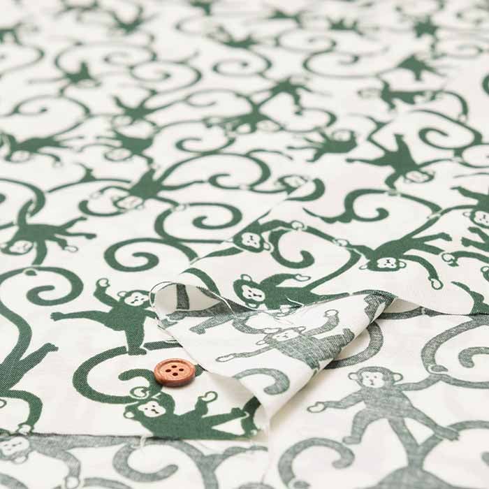 Cotton Square Printed Fabric - Karakusa MONKEY - nomura tailor