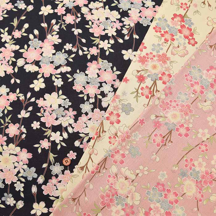 Cotton Scare Printed Fabric - Weeping Cherry Blossoms - nomura tailor