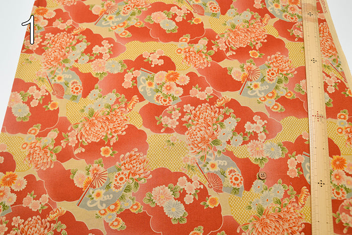Cotton Scare Printed Fabric - Fan Chrysanthemum in Sea of Clouds - nomura tailor