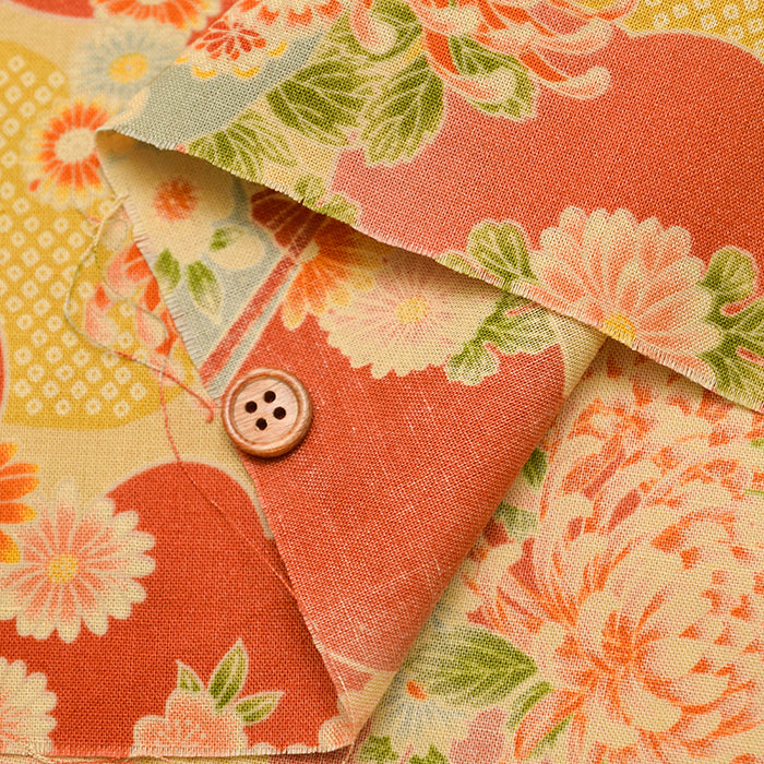 Cotton Scare Printed Fabric - Fan Chrysanthemum in Sea of Clouds - nomura tailor