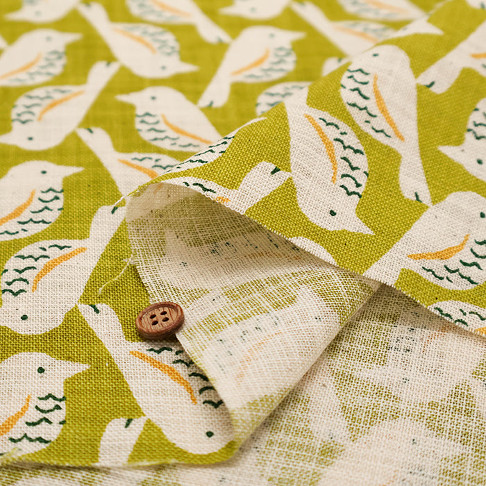 Linen-like Cotton Slub Fabric - Bird - nomura tailor