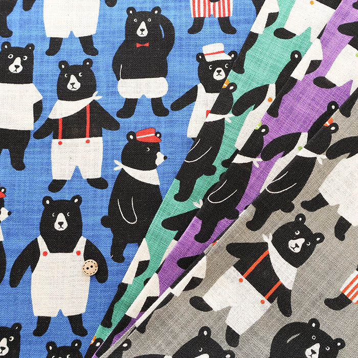 Linen-like Cotton Slub Fabric - Bear Wonderland - nomura tailor
